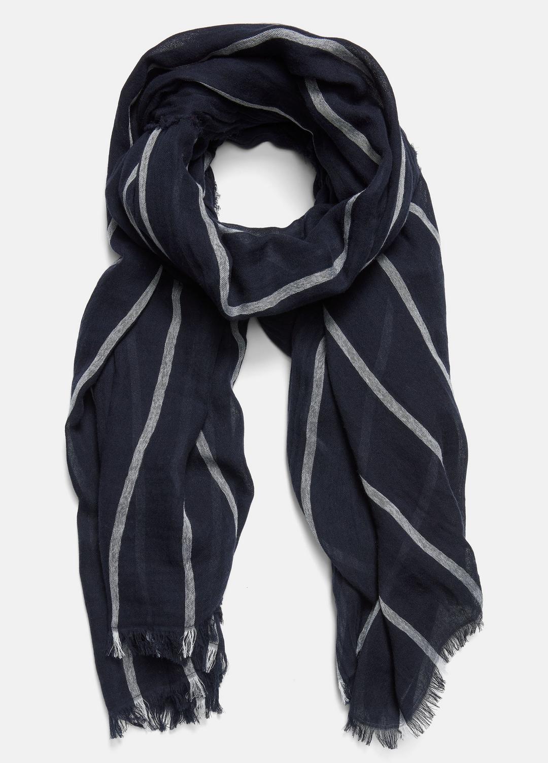 VINCE Women Cotton Gauze Awning Stripe Scarf in Scarves & Hats COASTAL BLUE/OPTIC WHITE