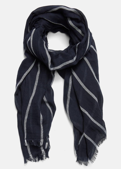VINCE Women Cotton Gauze Awning Stripe Scarf in Scarves & Hats COASTAL BLUE/OPTIC WHITE