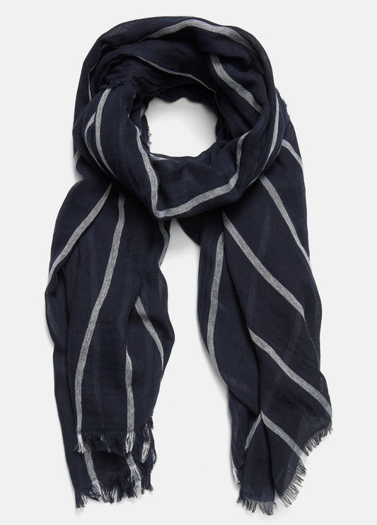 VINCE Women Cotton Gauze Awning Stripe Scarf in Scarves & Hats COASTAL BLUE/OPTIC WHITE
