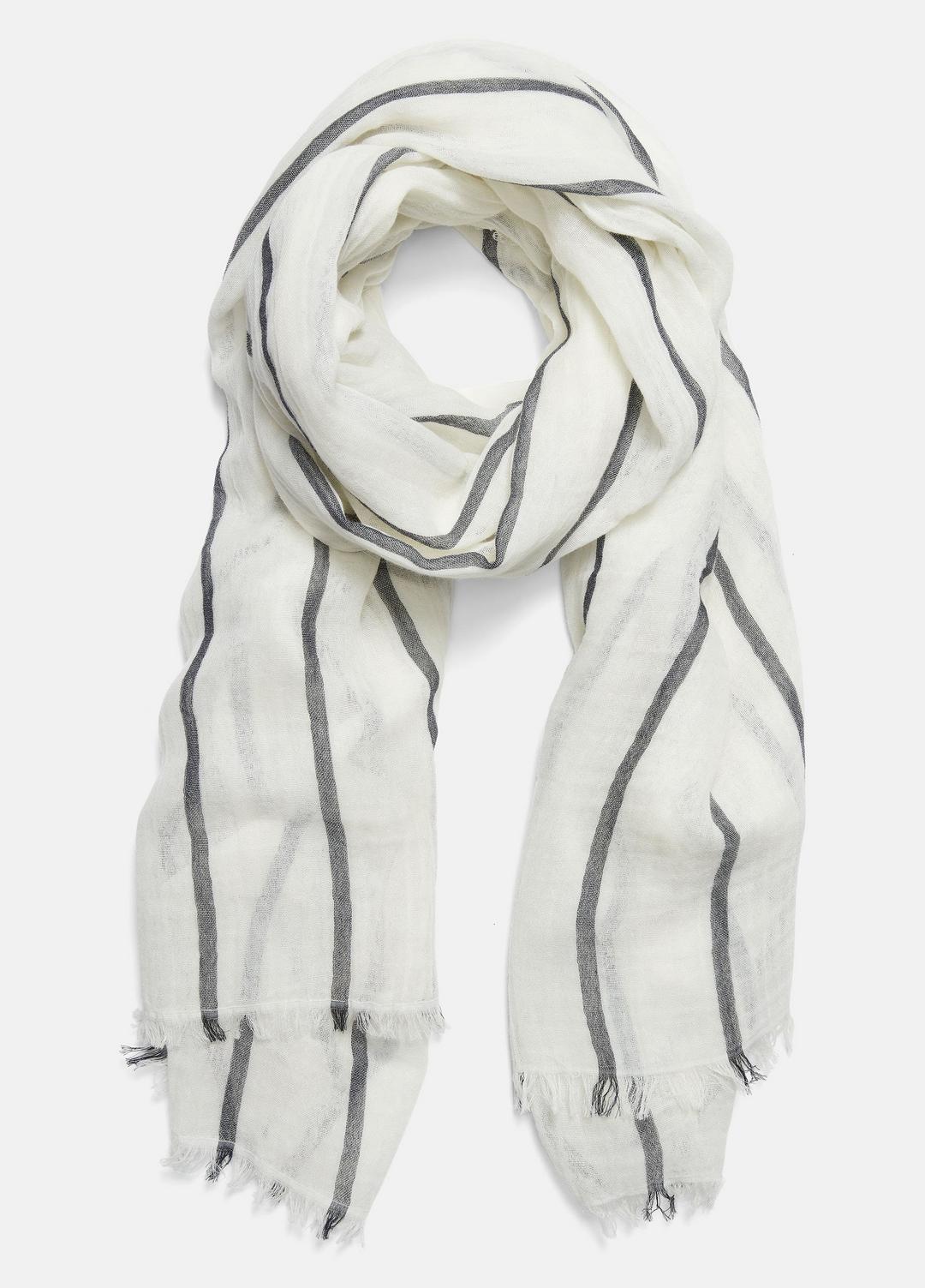 VINCE Women Cotton Gauze Awning Stripe Scarf in Scarves & Hats PAPYRUS/COASTAL BLUE
