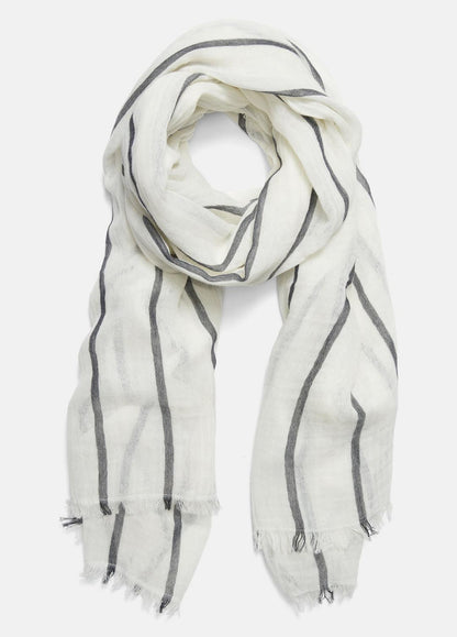 VINCE Women Cotton Gauze Awning Stripe Scarf in Scarves & Hats PAPYRUS/COASTAL BLUE