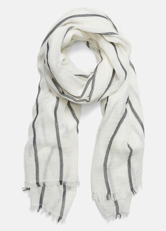 VINCE Women Cotton Gauze Awning Stripe Scarf in Scarves & Hats PAPYRUS/COASTAL BLUE