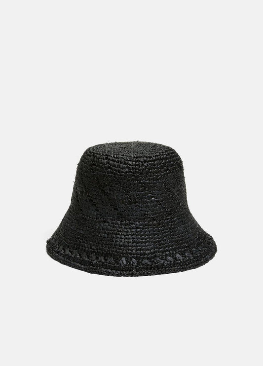 VINCE Women Straw Bucket Hat in Scarves & Hats BLACK