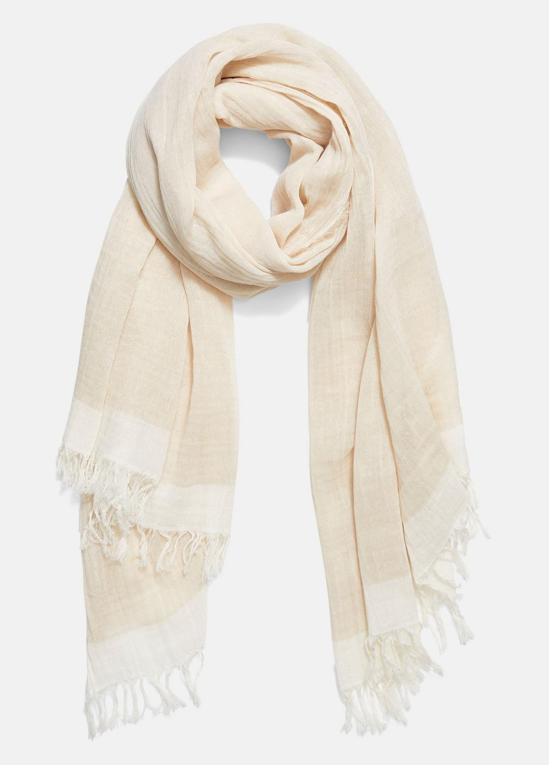 VINCE Women Border-Stripe Cotton Scarf in Scarves & Hats OPTIC WHITE/WHITE OAK