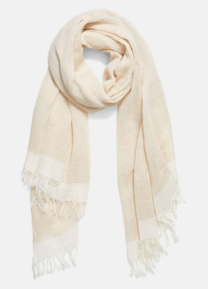 VINCE Women Border-Stripe Cotton Scarf in Scarves & Hats OPTIC WHITE/WHITE OAK