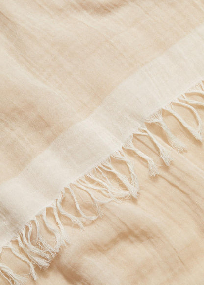 VINCE Women Border-Stripe Cotton Scarf in Scarves & Hats OPTIC WHITE/WHITE OAK