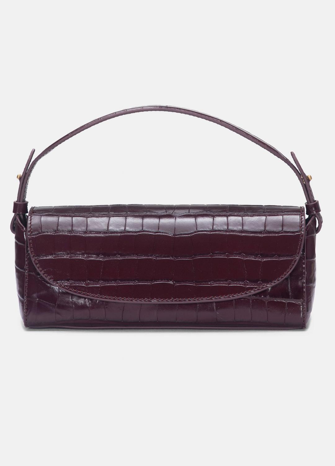VINCE Women Sabrina Croc-Embossed Leather Mini Top-Handle Bag in Handbags BORDEAUX