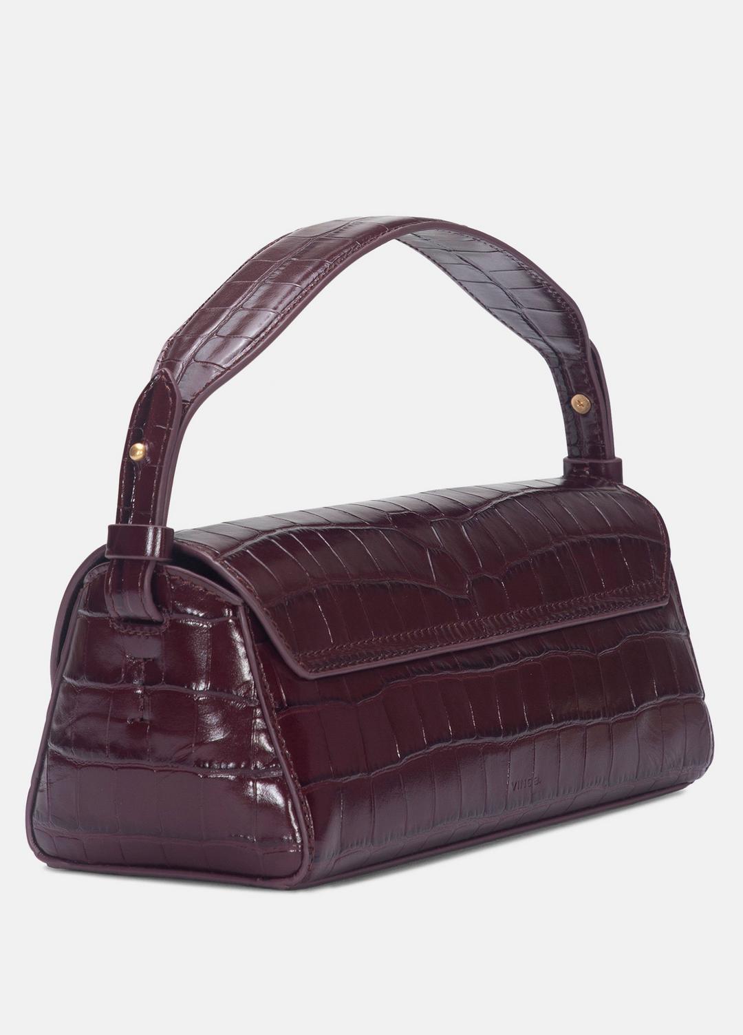 VINCE Women Sabrina Croc-Embossed Leather Mini Top-Handle Bag in Handbags BORDEAUX