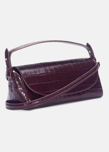 VINCE Women Sabrina Croc-Embossed Leather Mini Top-Handle Bag in Handbags BORDEAUX