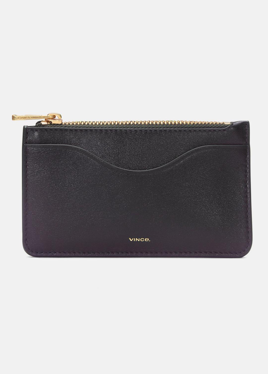 VINCE Women Leather Zip-Top Card Case in Handbags CACAO
