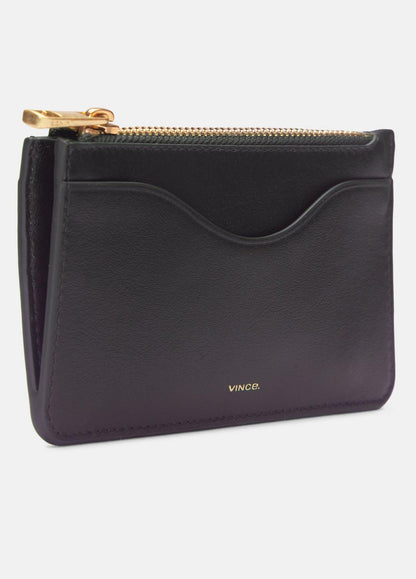 VINCE Women Leather Zip-Top Card Case in Handbags CACAO