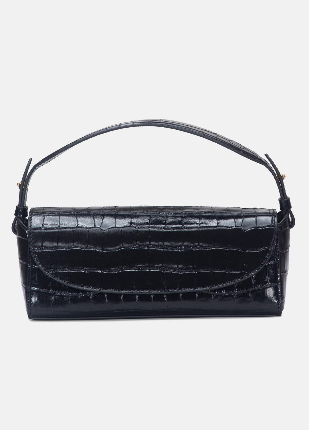 VINCE Women Sabrina Croc-Embossed Leather Mini Top-Handle Bag in Handbags BLACK