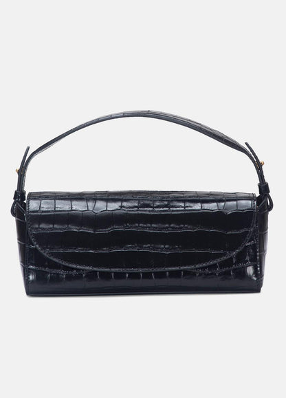 VINCE Women Sabrina Croc-Embossed Leather Mini Top-Handle Bag in Handbags BLACK