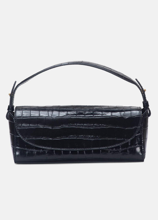 VINCE Women Sabrina Croc-Embossed Leather Mini Top-Handle Bag in Handbags BLACK