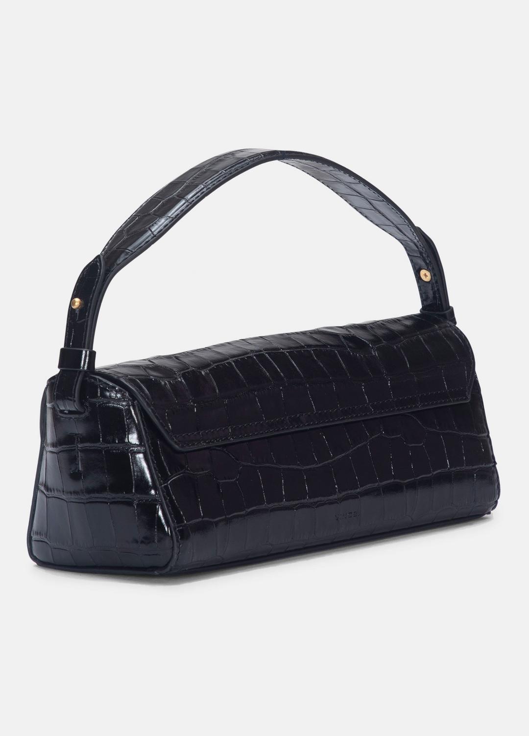 VINCE Women Sabrina Croc-Embossed Leather Mini Top-Handle Bag in Handbags BLACK