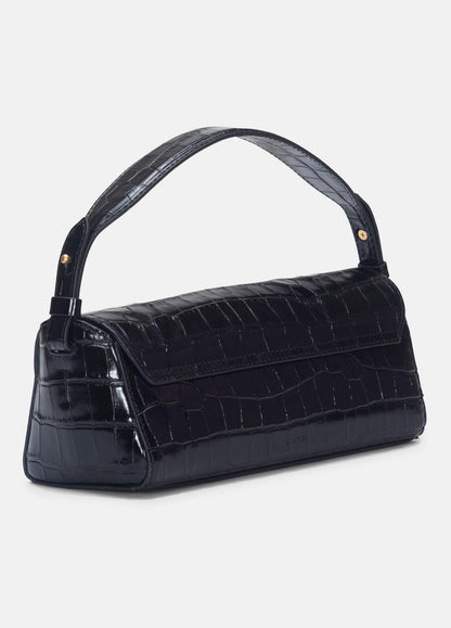 VINCE Women Sabrina Croc-Embossed Leather Mini Top-Handle Bag in Handbags BLACK