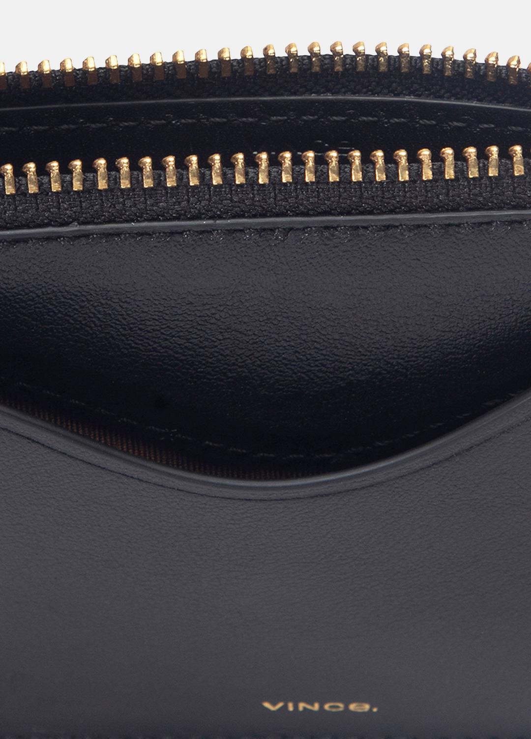 VINCE Women Leather Zip-Top Card Case in Handbags BLACK