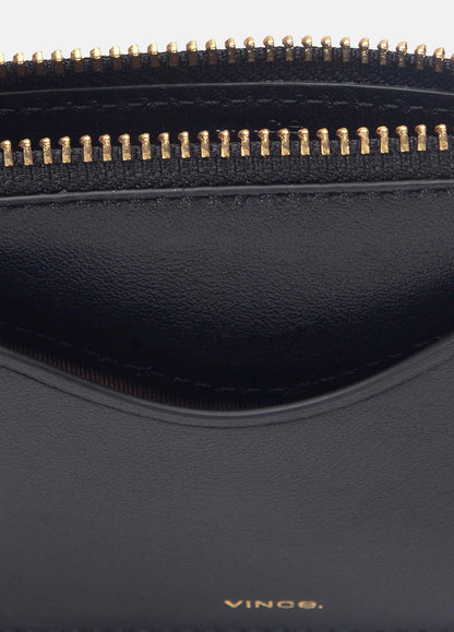 VINCE Women Leather Zip-Top Card Case in Handbags BLACK