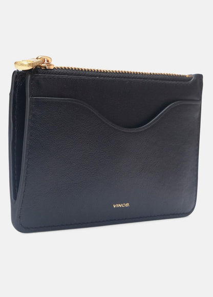 VINCE Women Leather Zip-Top Card Case in Handbags BLACK