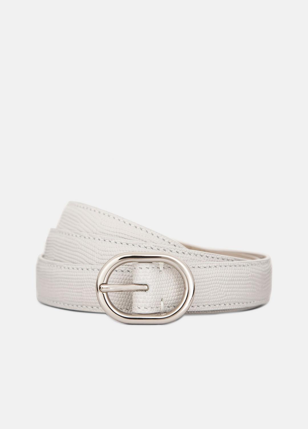VINCE Women Women’s 20mm Stitched Lizard-Embossed Leather Belt in Belts HORCHATA