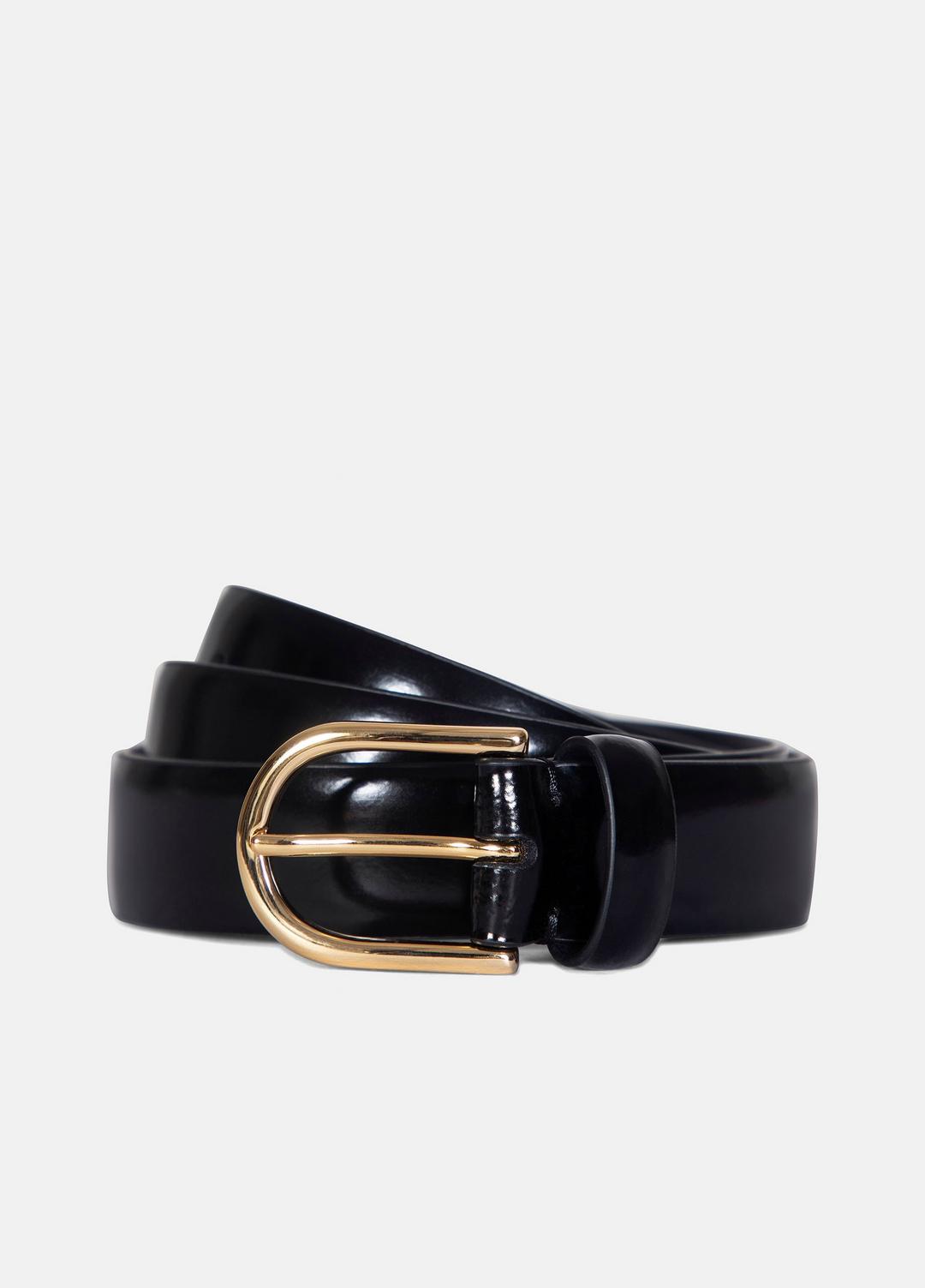 VINCE Women Women’s 25mm Spazzolato Leather Belt in Belts BLACK/GOLD