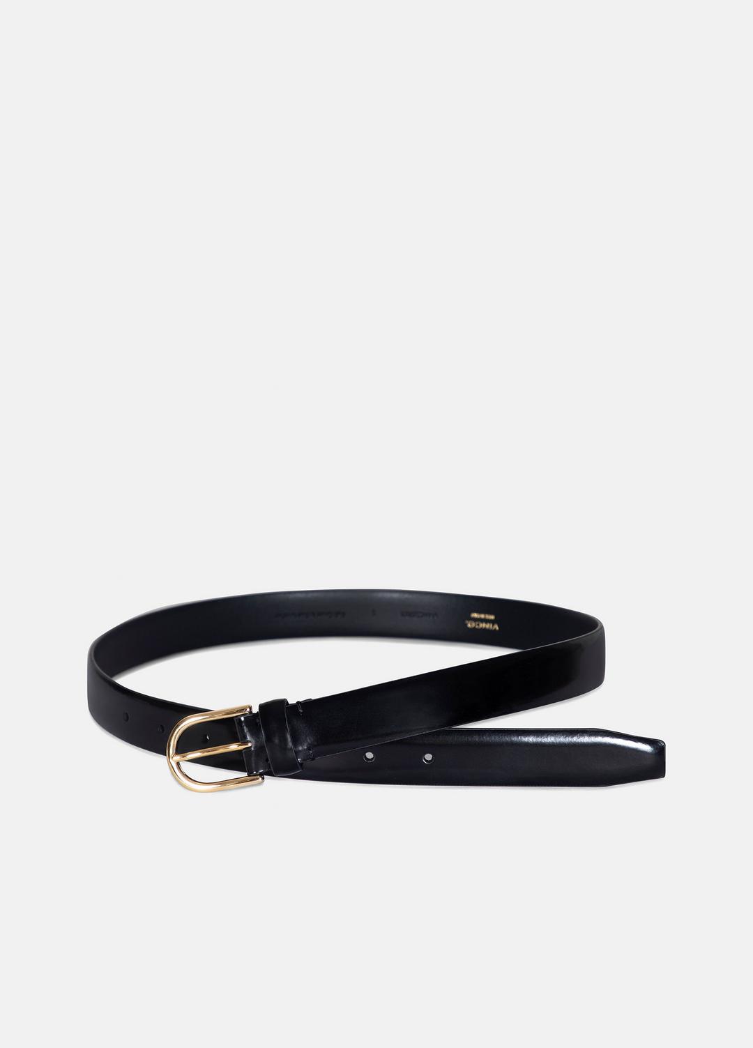 VINCE Women Women’s 25mm Spazzolato Leather Belt in Belts BLACK/GOLD