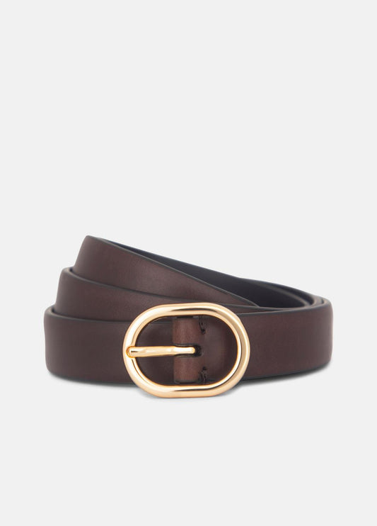VINCE Women Women's 20mm Spazzolato Leather Belt in Belts BORDEAUX