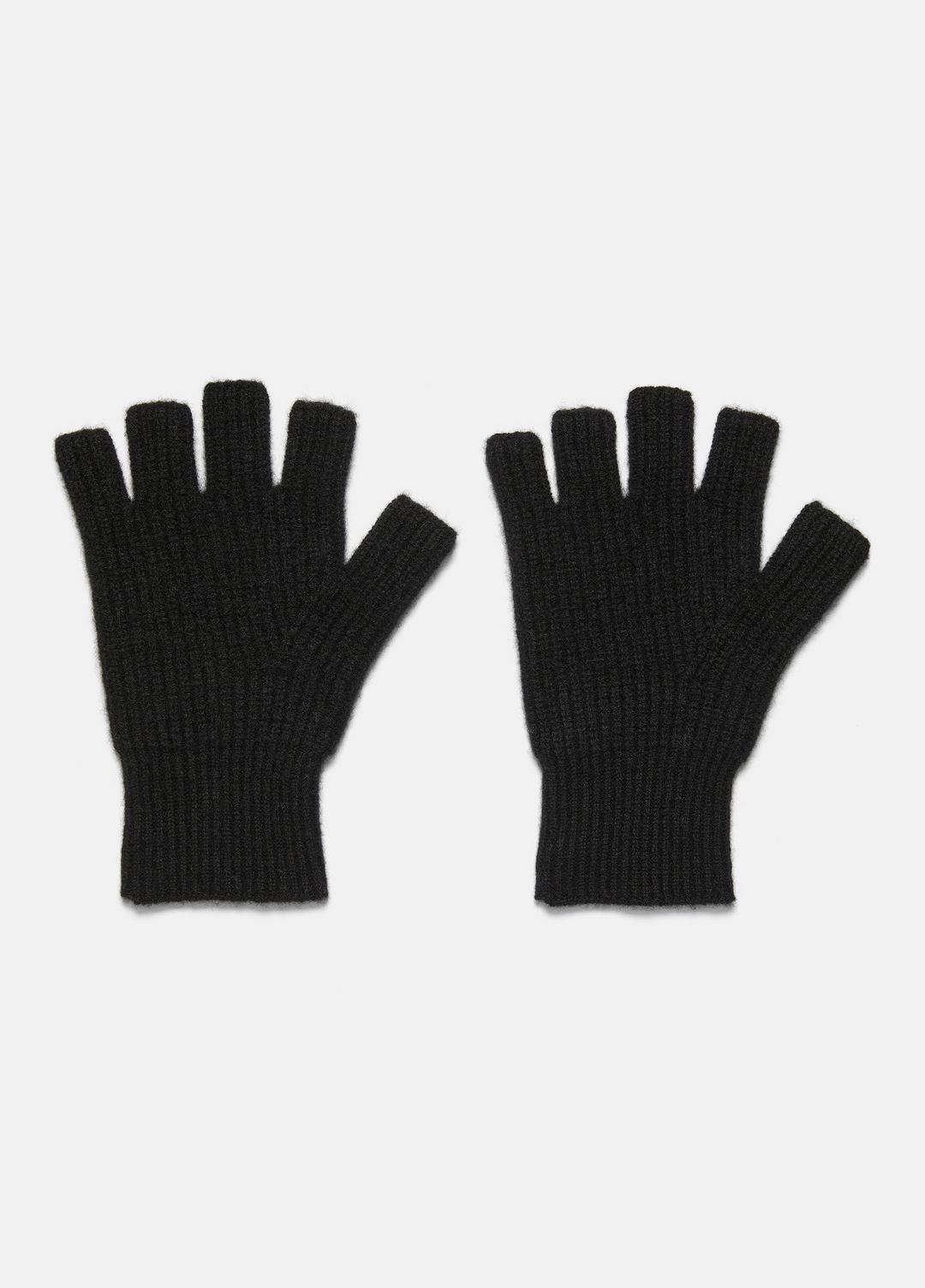 VINCE Women Plush Cashmere Rib-Knit Fingerless Glove in Gloves BLACK