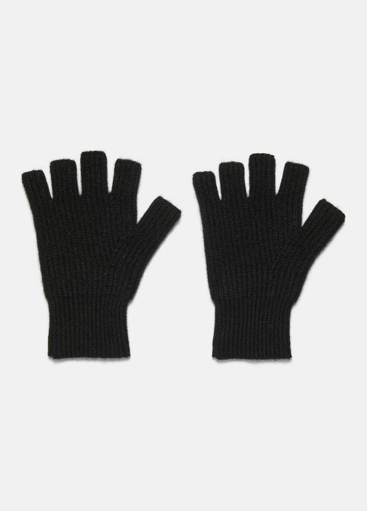 VINCE Women Plush Cashmere Rib-Knit Fingerless Glove in Gloves BLACK