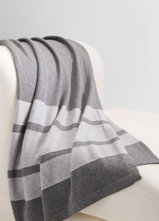 VINCE Women Cashmere Jersey Stripe Throw in Pillows & Blankets MEDIUM HEATHER GREY
