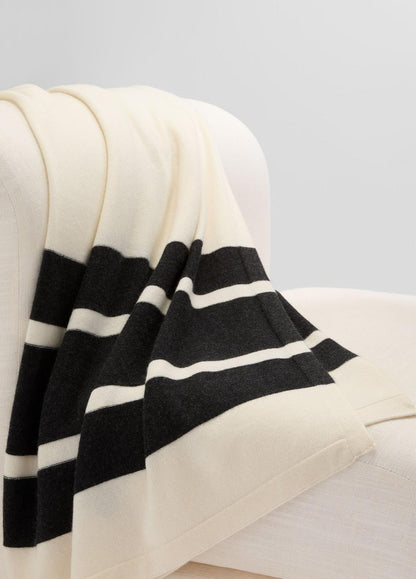 VINCE Women Cashmere Jersey Stripe Throw in Pillows & Blankets BLANC