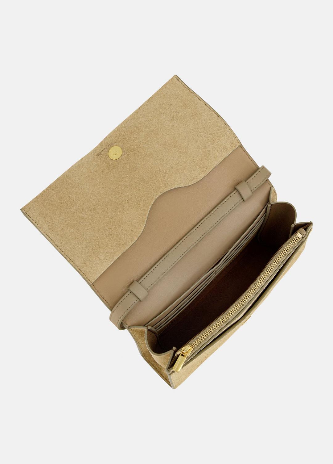 VINCE Women Suede Crossbody Wallet in Leather & Suede SANDTRAIL