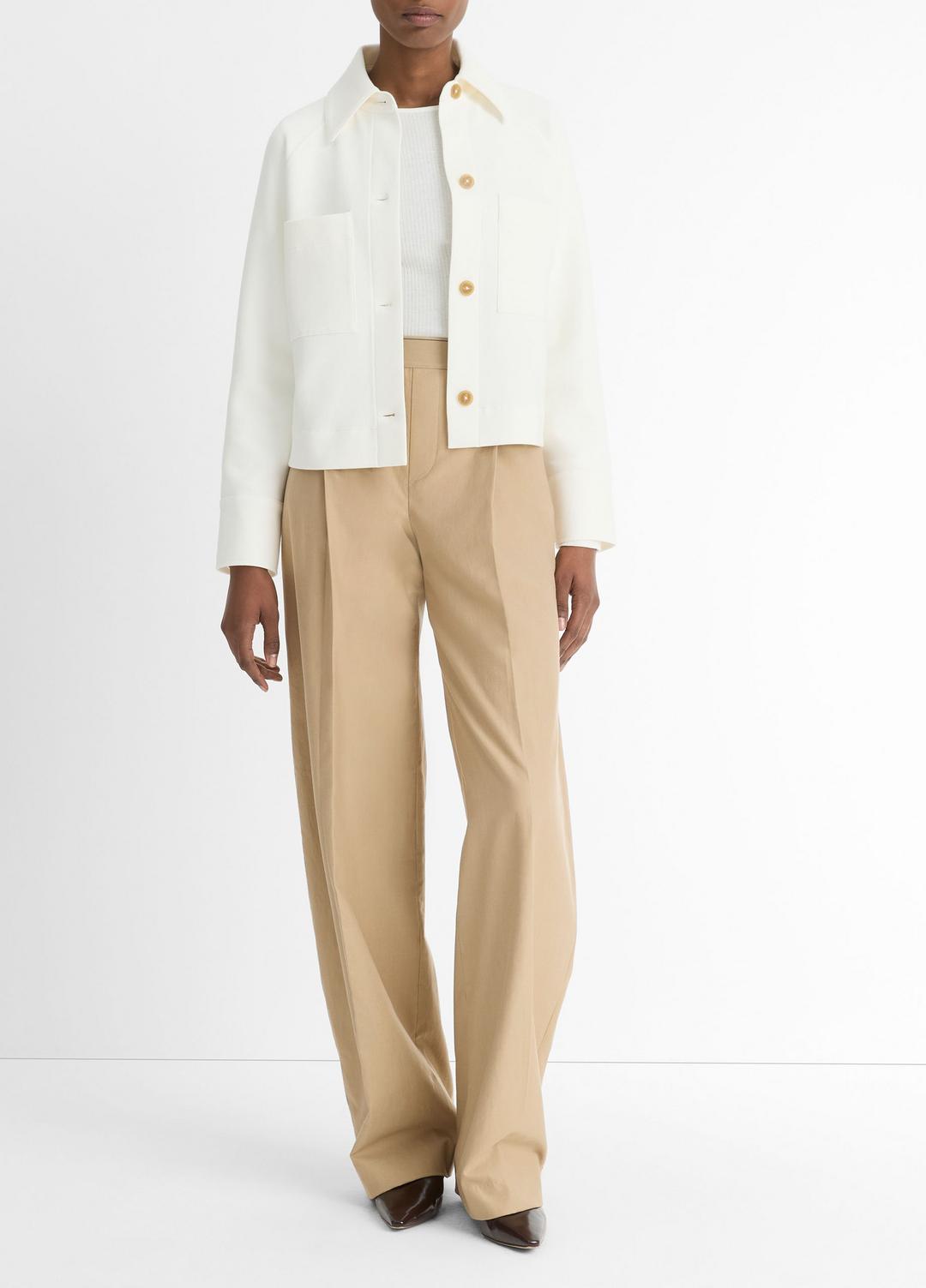 VINCE Women Cotton-Blend Shirt Jacket in Vince Products Women OFF WHITE