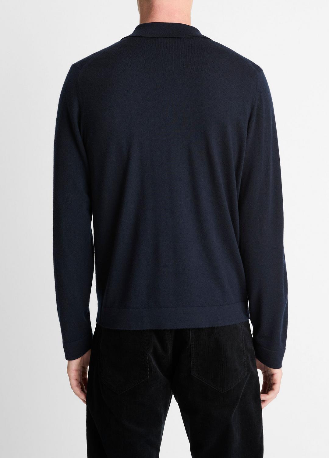 VINCE Men Featherweight Merino Wool-Cashmere Sweater Shirt in Long Sleeve COASTAL BLUE