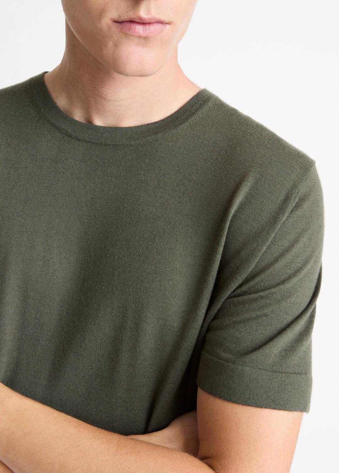 VINCE Men Featherweight Merino Wool-Cashmere Short-Sleeve Sweater in Short Sleeve SYCAMORE