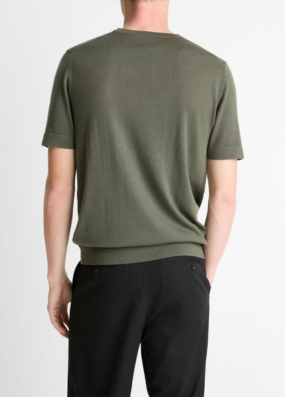 VINCE Men Featherweight Merino Wool-Cashmere Short-Sleeve Sweater in Short Sleeve SYCAMORE