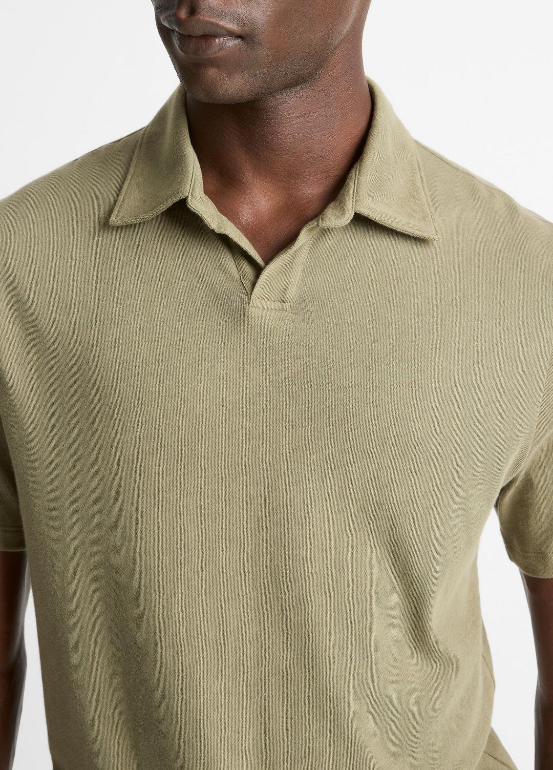 VINCE Men Cotton Johnny-Collar Polo Shirt in Henleys & Polos SAGE