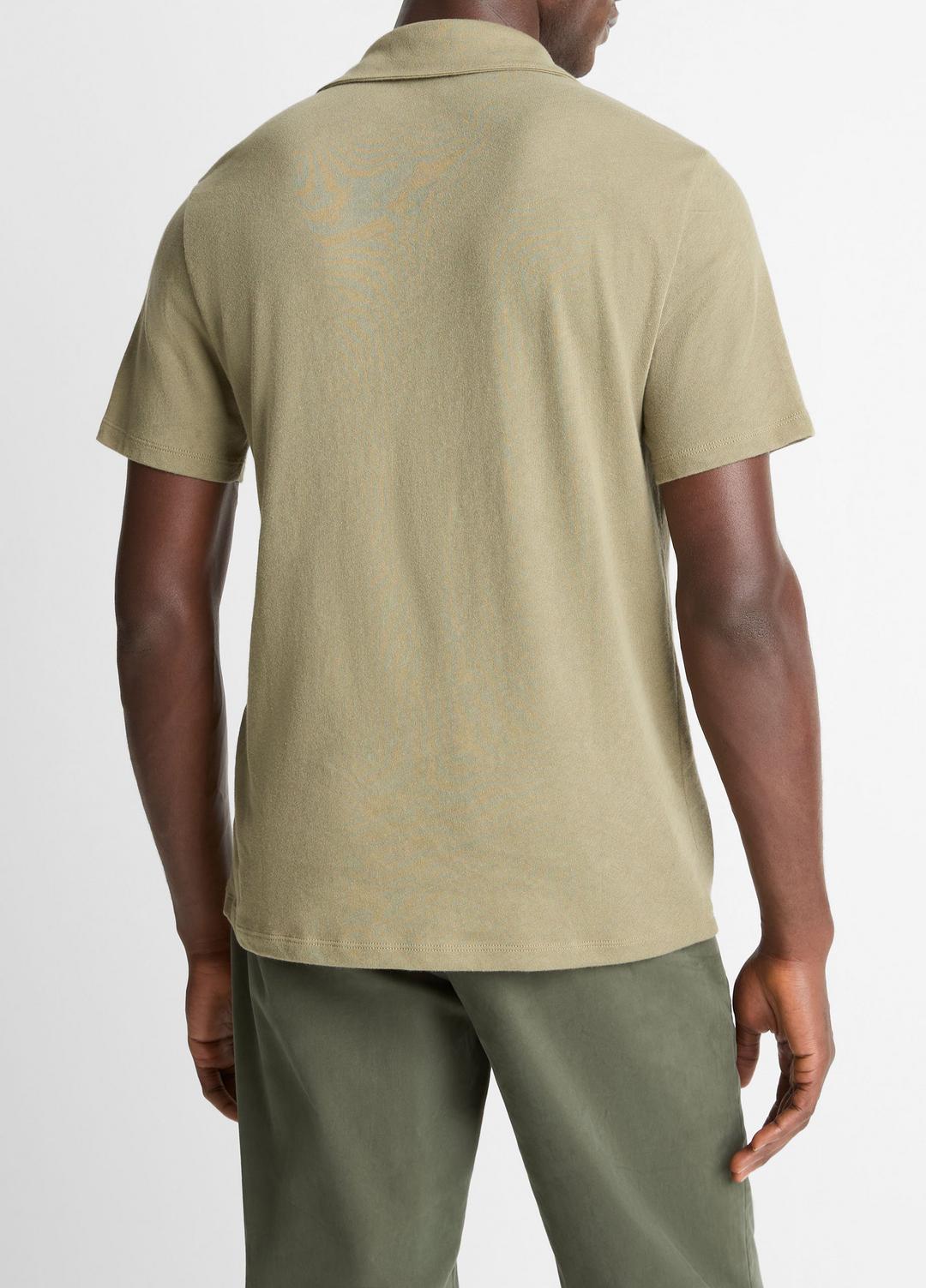 VINCE Men Cotton Johnny-Collar Polo Shirt in Henleys & Polos SAGE