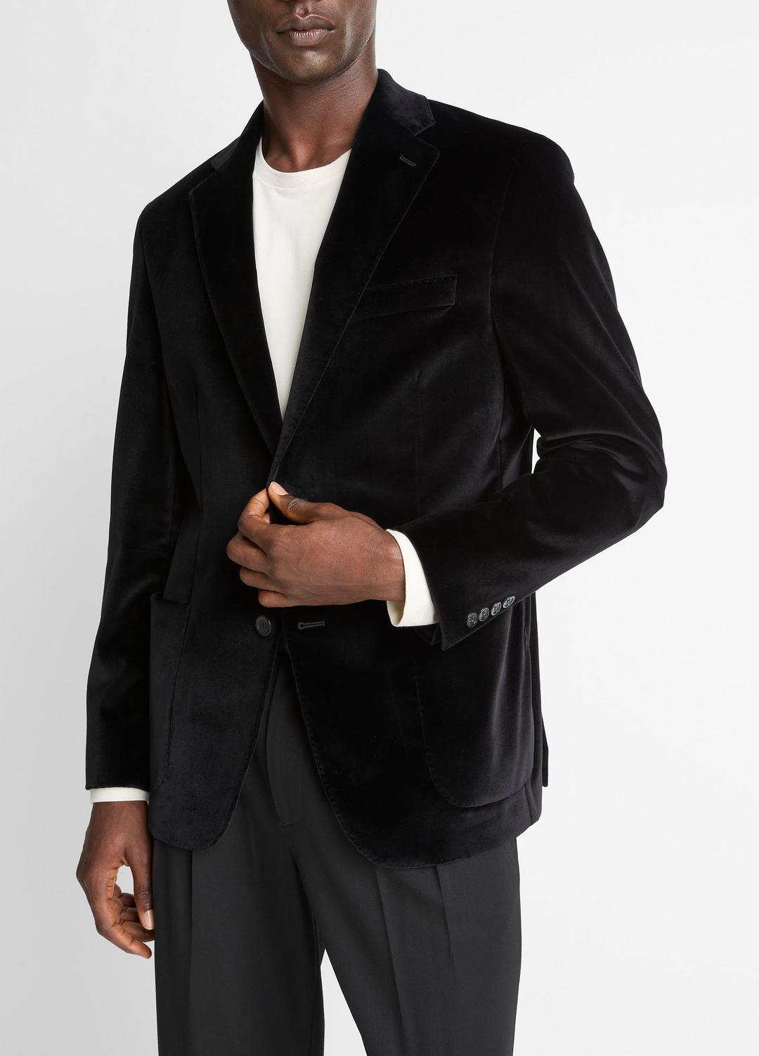 VINCE Men Cotton Velvet Classic Sport Coat in Blazers BLACK