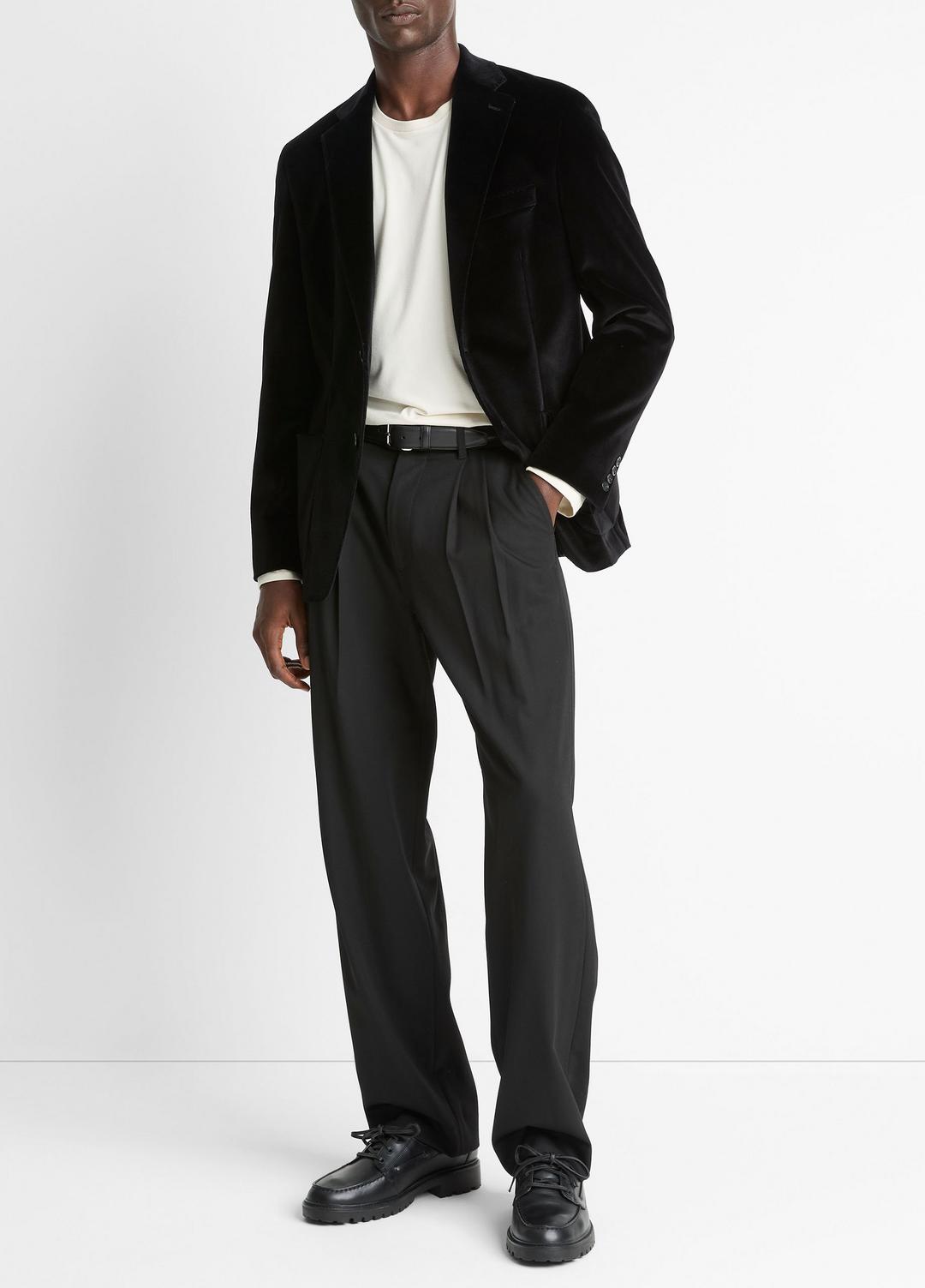 VINCE Men Cotton Velvet Classic Sport Coat in Blazers BLACK