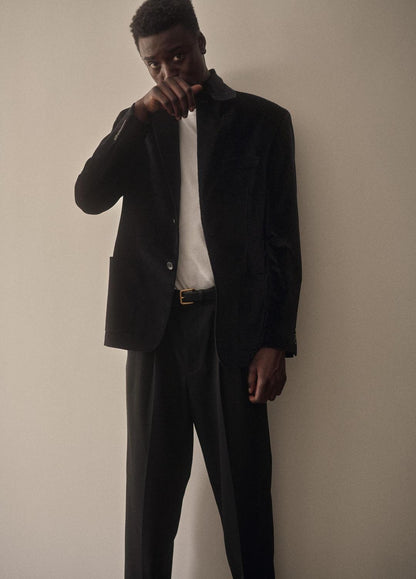 VINCE Men Cotton Velvet Classic Sport Coat in Blazers BLACK
