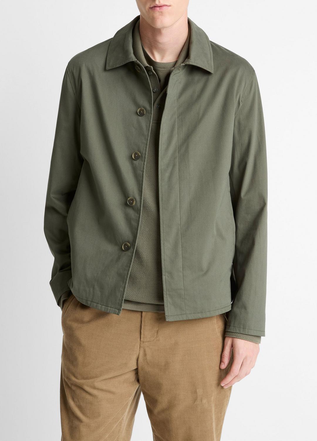 Italian Peached Stretch-Cotton Jacket in Jackets - SYCAMORE | VINCE Men