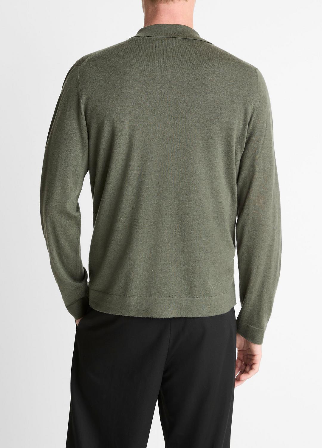 VINCE Men Featherweight Merino Wool-Cashmere Sweater Shirt in Long Sleeve SYCAMORE
