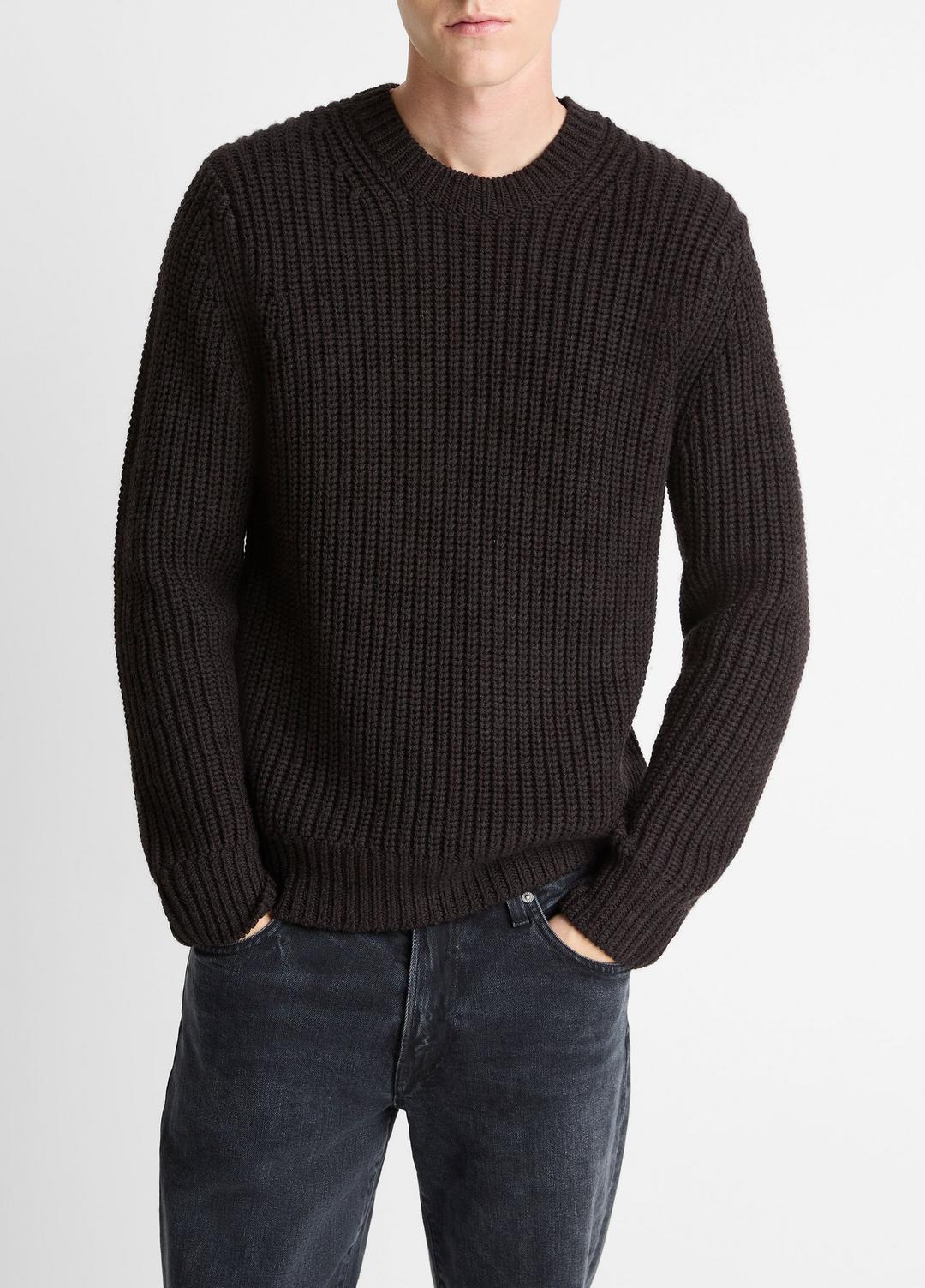 VINCE Men Utility Shaker Merino Wool Sweater in Crew Neck HEATHER MISSION