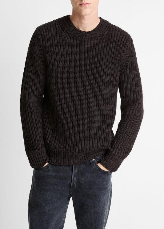 VINCE Men Utility Shaker Merino Wool Sweater in Crew Neck HEATHER MISSION