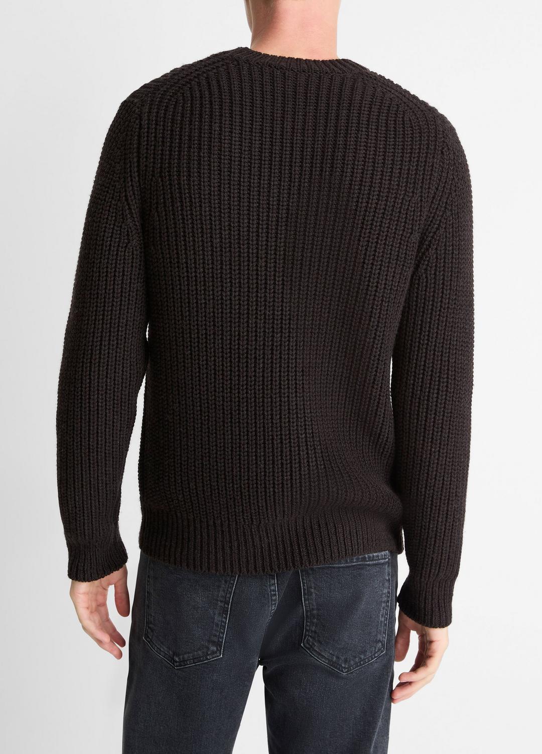 VINCE Men Utility Shaker Merino Wool Sweater in Crew Neck HEATHER MISSION