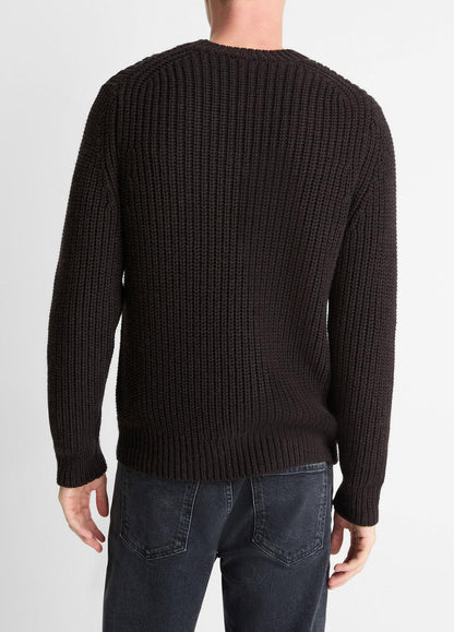 VINCE Men Utility Shaker Merino Wool Sweater in Crew Neck HEATHER MISSION