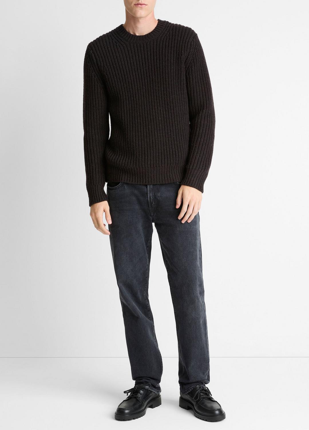 VINCE Men Utility Shaker Merino Wool Sweater in Crew Neck HEATHER MISSION