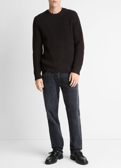 VINCE Men Utility Shaker Merino Wool Sweater in Crew Neck HEATHER MISSION