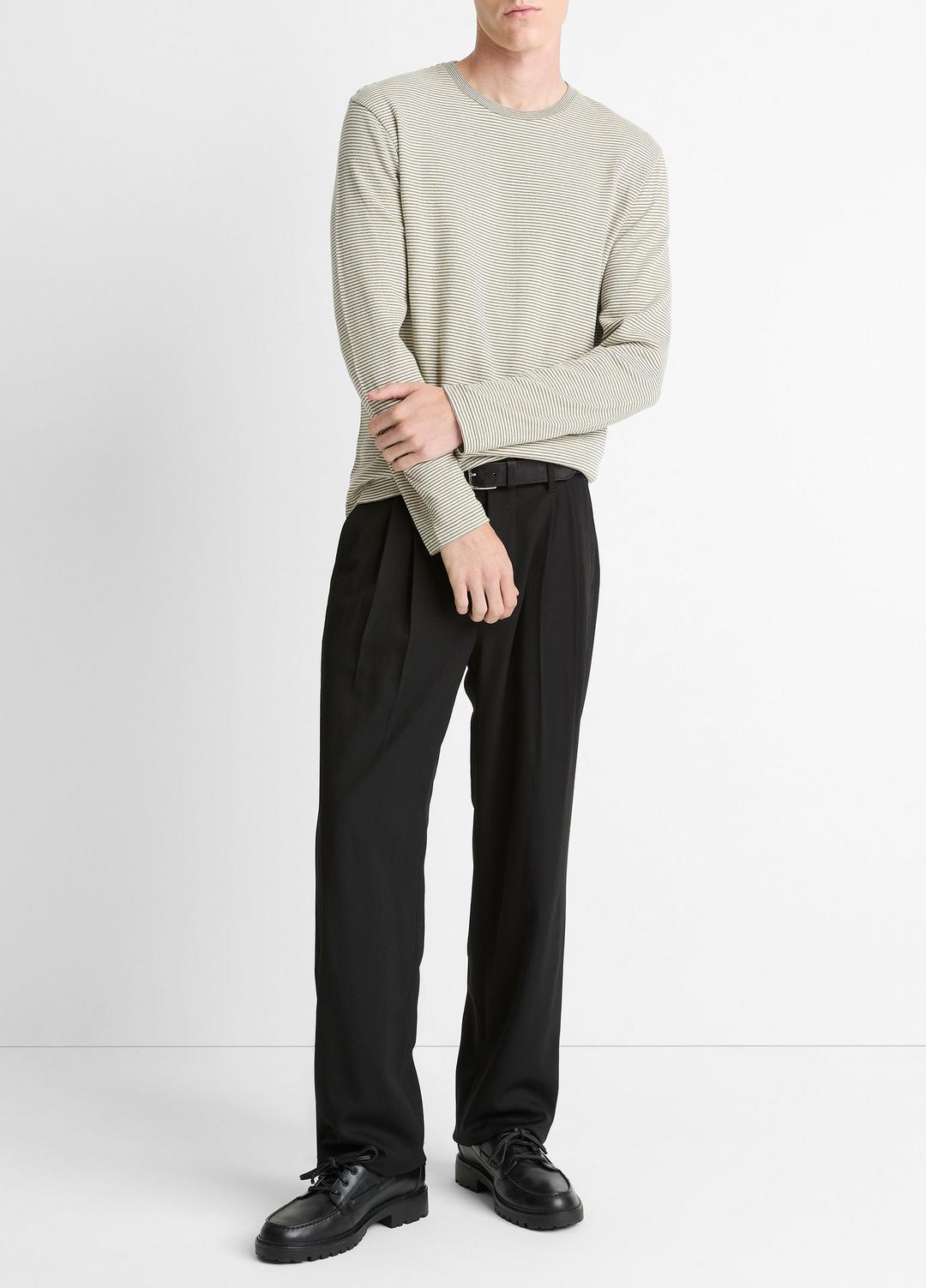 VINCE Men Striped Double-Knit Pima Cotton Long-Sleeve T-Shirt in Long Sleeve MEADOWLARK/SYCAMORE
